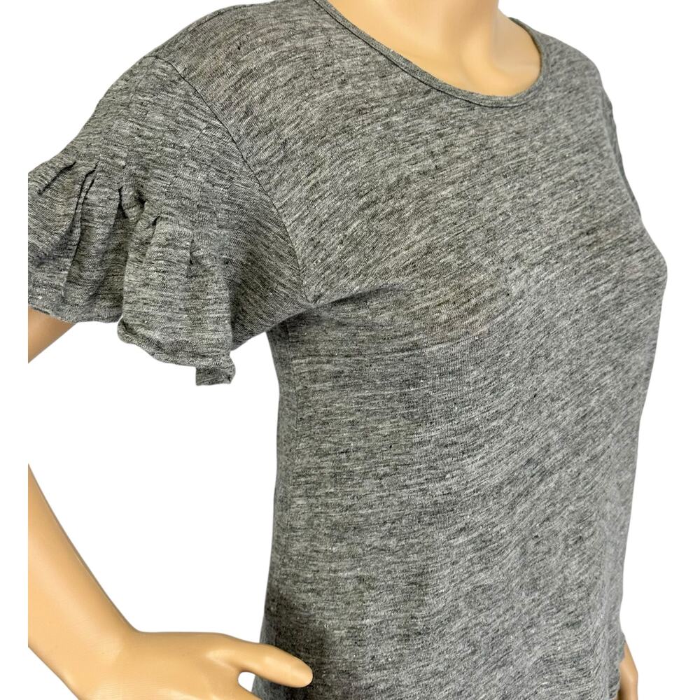 2/$30 J. Crew Pure Linen Flutter Sleeve T-Shirt Gray G6049 Size S - Picture 9 of 13